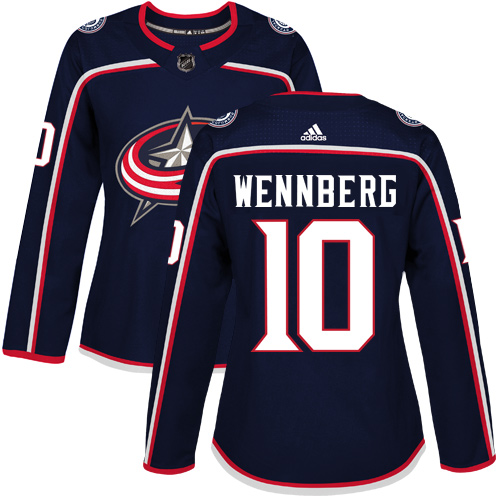 Adidas Columbus Blue Jackets #10 Alexander Wennberg Navy Blue Home Authentic Women Stitched NHL Jersey->women nhl jersey->Women Jersey